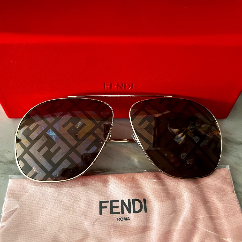 Fendi Women’s Aviator Smoke Mirror Sunglasses